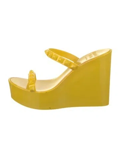 Pre-owned Carmen Sol Rubber Studded Accents Slides In Yellow