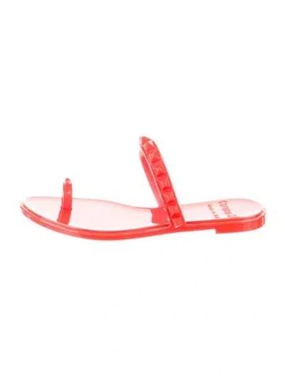 Pre-owned Carmen Sol Rubber Studded Accents Slingback Sandals W/ Tags In Red