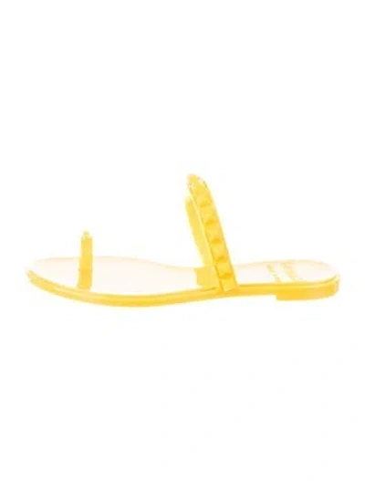Pre-owned Carmen Sol Rubber Studded Accents Slingback Sandals W/ Tags In Yellow