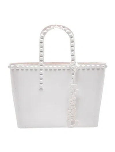Pre-owned Carmen Sol Rubber Top Handle Bag In White