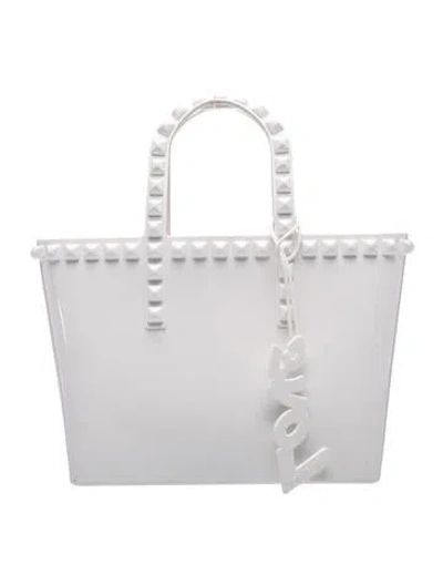 Pre-owned Carmen Sol Rubber Top Handle Bag In White