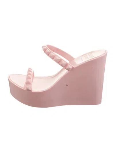 Pre-owned Carmen Sol Studded Accents Slides In Pink