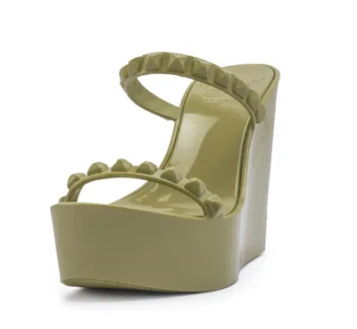 Pre-owned Carmen Sol Tonino Wedge For Women In Olive Green