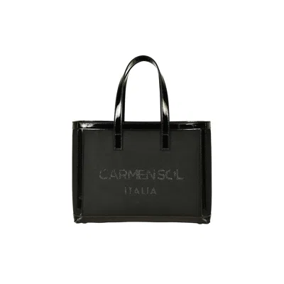 Carmen Sol Venezia Black Canvas Mini Tote