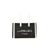 Carmen Sol Venezia Black Canvas Mini Tote In White