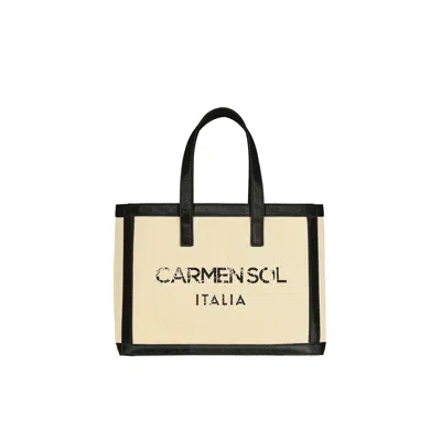 Carmen Sol Venezia Canvas Mini Tote In Black