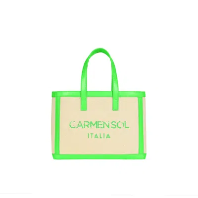 Carmen Sol Venezia Canvas Mini Tote In Green
