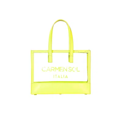 Carmen Sol Venezia Clear Mini Tote In Neon Yellow