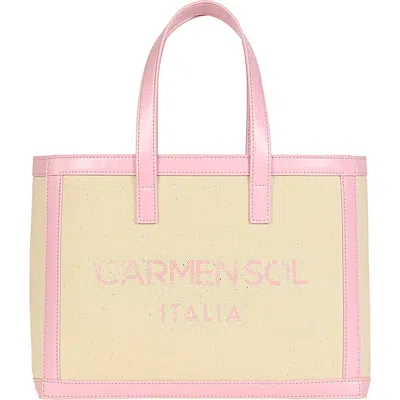 Carmen Sol Venezia Mini Canvas Tote Bag In Baby Pink