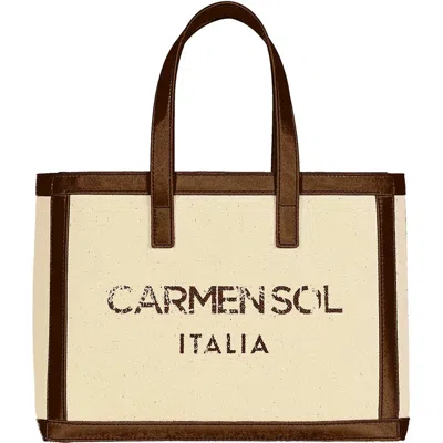 Carmen Sol Venezia Mini Canvas Tote In Brown