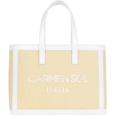 Carmen Sol Venezia Canvas Mini Tote In White