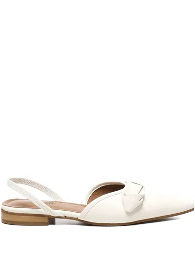 Carmens Bow Slingback Flat Pumps In White