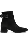 Carmens Buckle-detail Square-toe Ankle Boots In Black