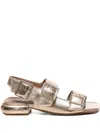 Carmens Buckle-strap Square-toe Sandals In Metallic
