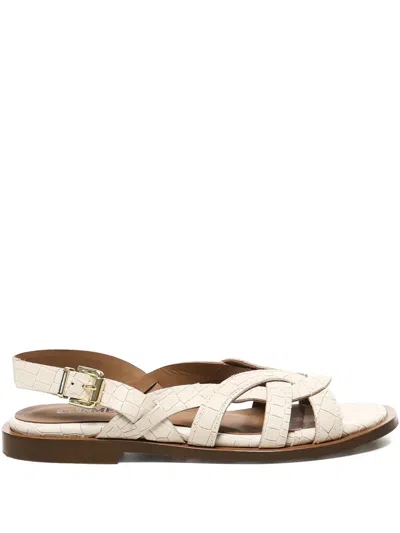 Carmens Croc-effect Leather Sandals In Neutral