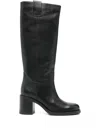 Carmens Leather Block-heel Boots In Black
