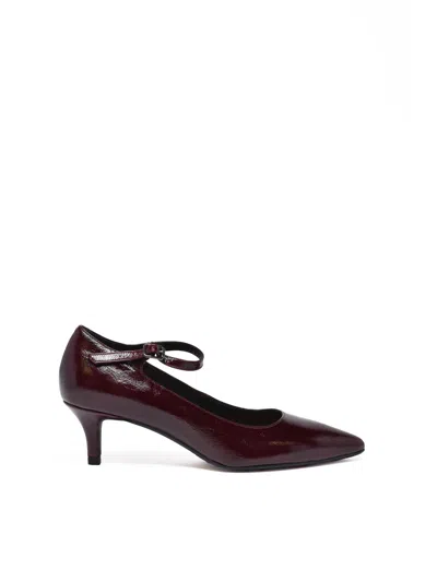 Carmens Red Leather Strappy Pumps In Burgundy