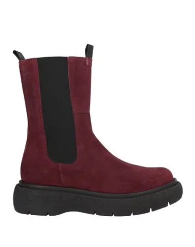 Carmens Woman Ankle Boots Burgundy Size 7 Leather In Red