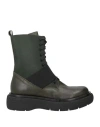 Carmens Woman Ankle Boots Military Green Size 8 Textile Fibers, Leather In Green