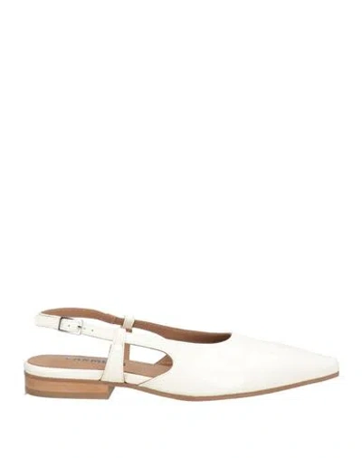 Carmens Woman Ballet Flats Cream Size 8 Leather In Multi