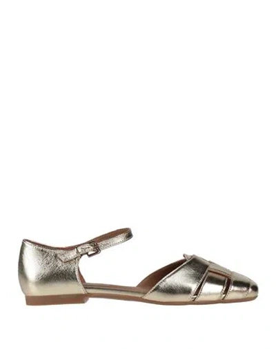 Carmens Woman Ballet Flats Gold Size 8 Leather In Silver