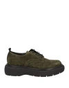 CARMENS CARMENS WOMAN LACE-UP SHOES MILITARY GREEN SIZE 7 LEATHER
