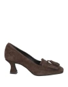 Carmens Woman Loafers Dark Brown Size 8 Leather In Brown