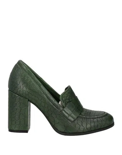 Carmens Woman Loafers Green Size 7 Leather In Green