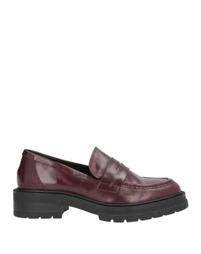 Carmens Woman Loafers Plum Size 6 Leather In Purple