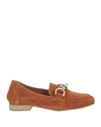 Carmens Woman Loafers Tan Size 7 Leather In Brown