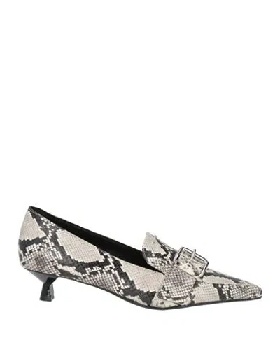Carmens Woman Pumps Grey Size 8 Leather In Neutral