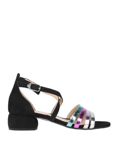 Carmens Woman Sandals Black Size 8 Leather In Multi