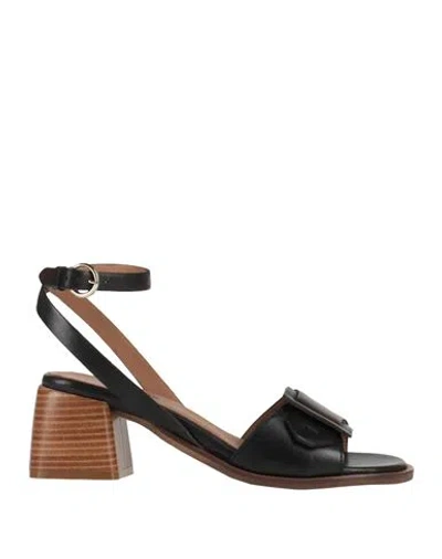 Carmens Woman Sandals Black Size 8 Leather