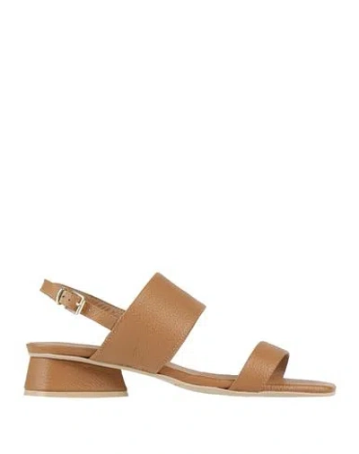 Carmens Woman Sandals Camel Size 11 Leather In Beige