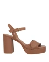 Carmens Woman Sandals Camel Size 6 Leather In Beige