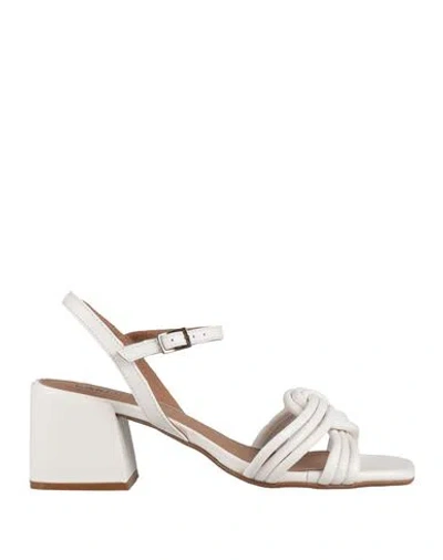 Carmens Woman Sandals Cream Size 11 Leather In Gray