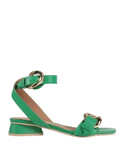 Carmens Woman Sandals Green Size 7 Leather