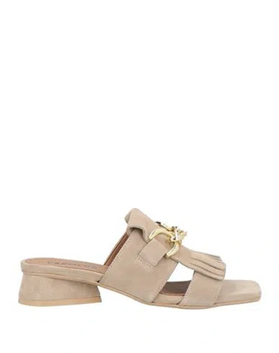 Carmens Woman Sandals Grey Size 6 Leather In Gray