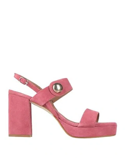 Carmens Woman Sandals Magenta Size 10 Leather In Pink