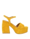 Carmens Woman Sandals Ocher Size 10 Leather In Yellow