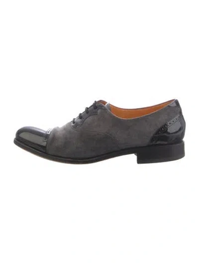 Pre-owned Carmina Suede Oxfords In Black