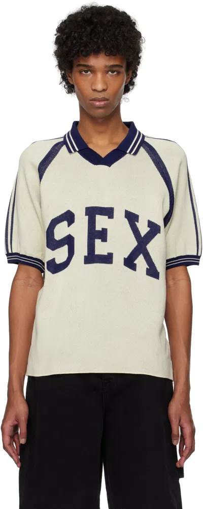 Carne Bollente Beige & Blue Captain Kinky Polo In Cream / Dark Blue