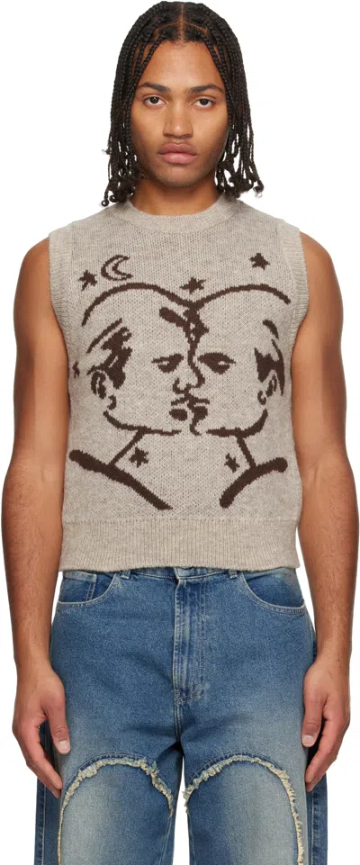 Carne Bollente Beige Midnight Masc Sweater Vest In Multi