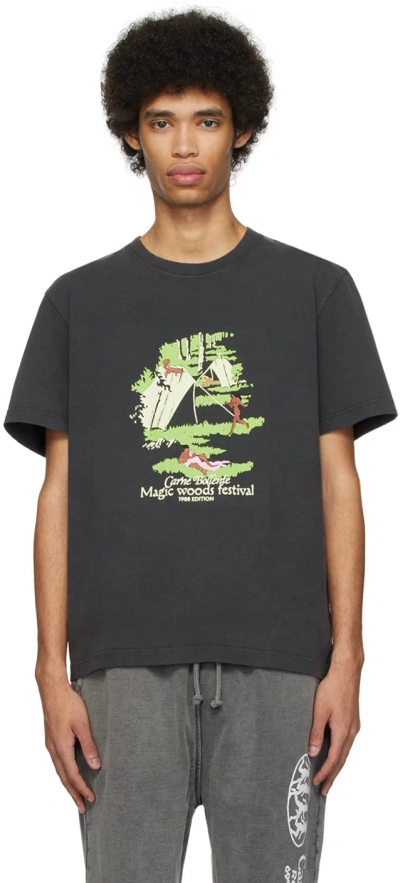 Carne Bollente Black 'magic Woods Festival' T-shirt In Washed Black