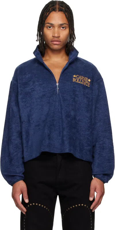 Carne Bollente Nighttime Run Quarter-zip Sweater In Blue