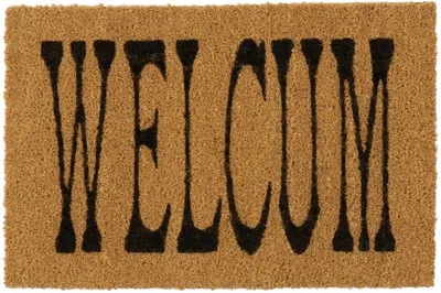 Carne Bollente Brown 'welcum Home' Door Mat In Gold