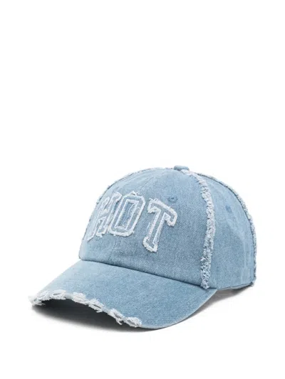 Carne Bollente Burning Rubber Frayed-detail Cap Hat In Blue