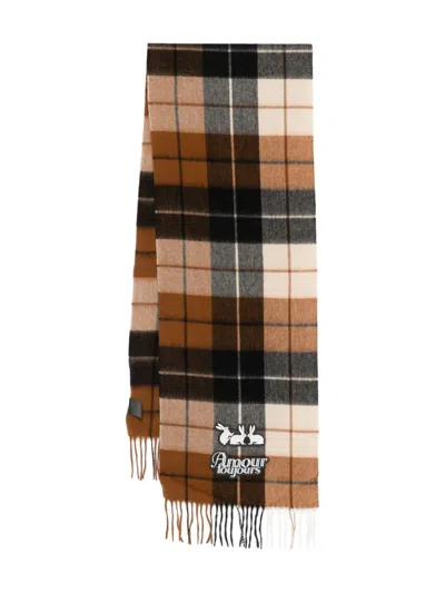 Carne Bollente Checked Wool Scarf In Brown
