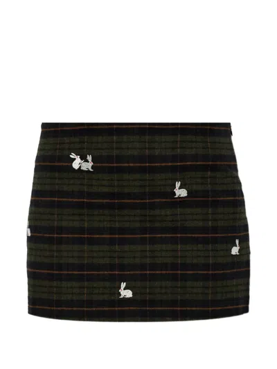 Carne Bollente Check-pattern Embroidered Mini Skirt In Blue