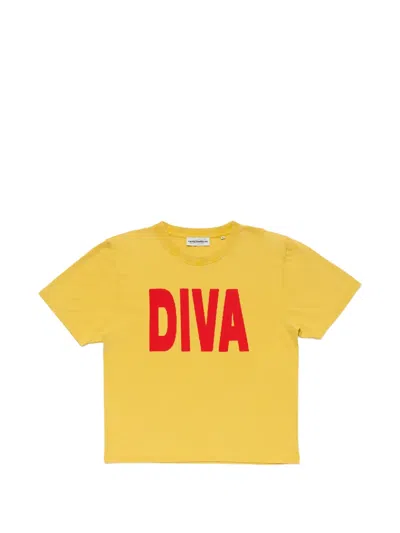 Carne Bollente Diva Slogan-print T-shirt In Yellow